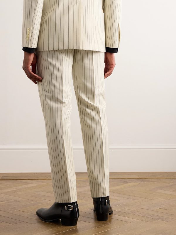 Straight-Leg Pinstriped Wool-Twill Suit Trousers - BK Straight-Leg Pinstriped Wool-Twill Suit Trousers - BK