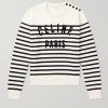 Logo-Flocked Striped Button-Embellished Cotton Sweater Logo-Flocked Striped Button-Embellished Cotton Sweater