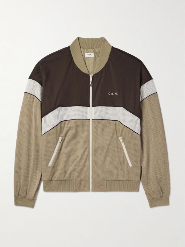 Logo-Print Colour-Block Mesh Track Jacket Logo-Print Colour-Block Mesh Track Jacket