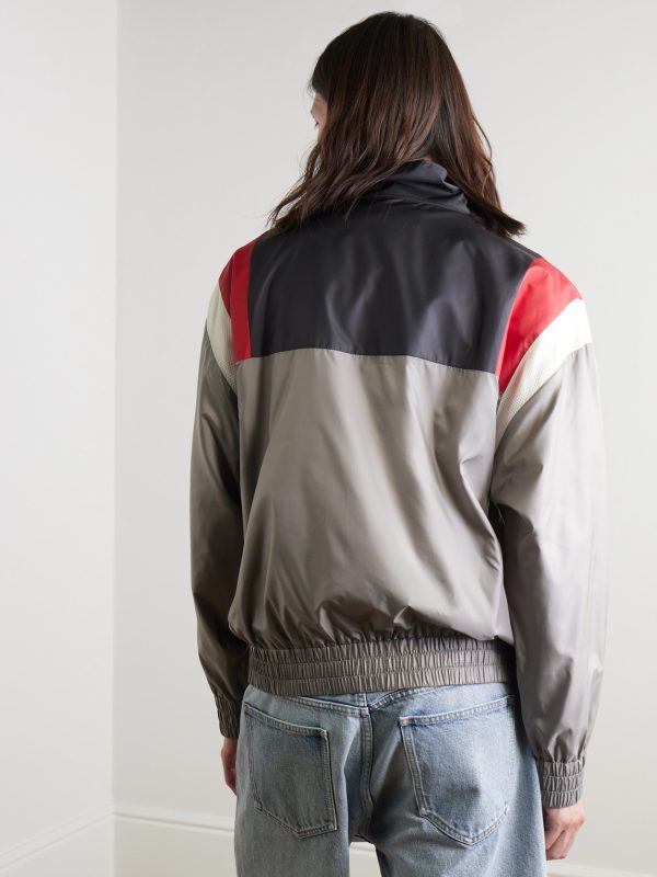 Logo-Print Mesh-Trimmed Colour-Block Nylon Track Jacket - BK Logo-Print Mesh-Trimmed Colour-Block Nylon Track Jacket - BK
