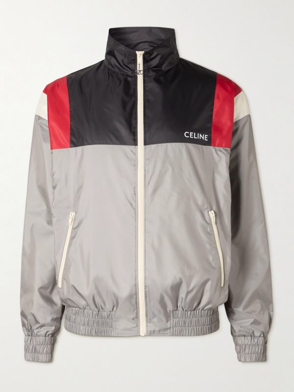 Logo-Print Mesh-Trimmed Colour-Block Nylon Track Jacket Logo-Print Mesh-Trimmed Colour-Block Nylon Track Jacket