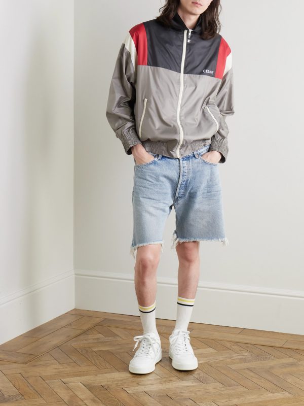 Logo-Print Mesh-Trimmed Colour-Block Nylon Track Jacket - OU Logo-Print Mesh-Trimmed Colour-Block Nylon Track Jacket - OU