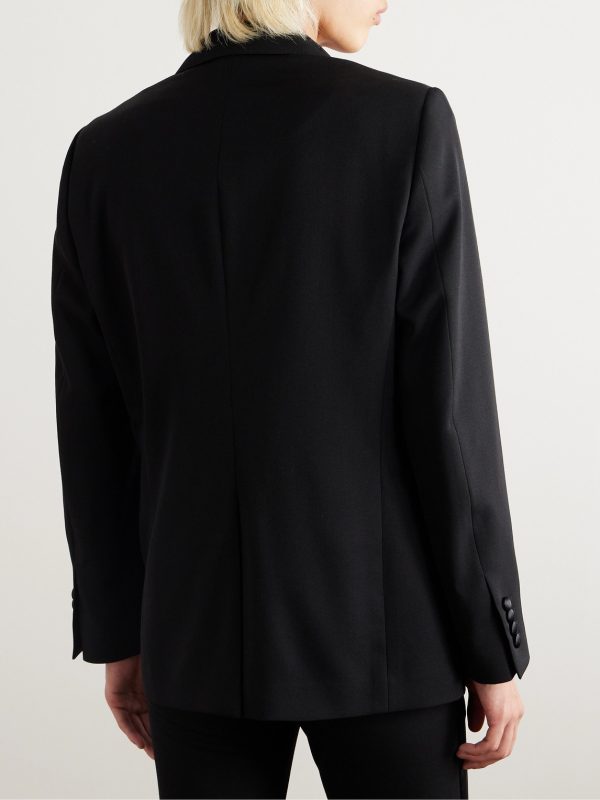 Satin-Trimmed Wool-Gabardine Tuxedo Jacket - BK Satin-Trimmed Wool-Gabardine Tuxedo Jacket - BK