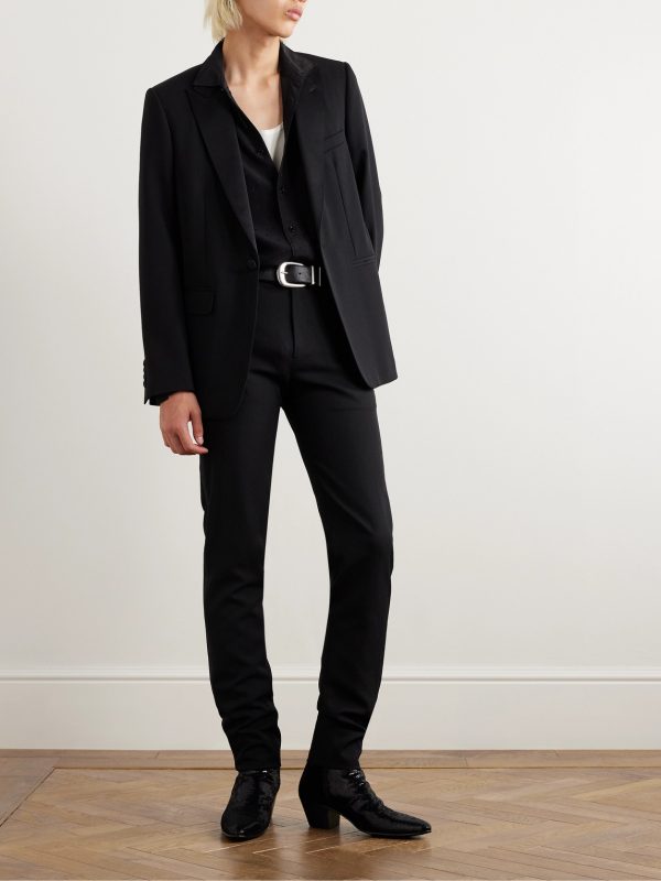 Satin-Trimmed Wool-Gabardine Tuxedo Jacket - OU Satin-Trimmed Wool-Gabardine Tuxedo Jacket - OU