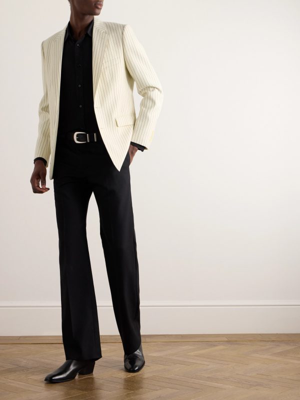 Slim-Fit Pinstriped Wool-Twill Blazer - OU Slim-Fit Pinstriped Wool-Twill Blazer - OU
