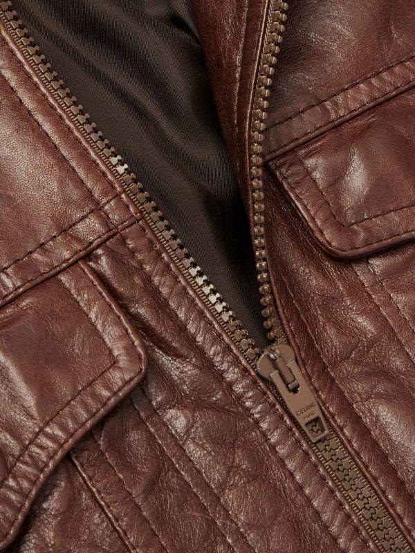 Slim-Fit Textured-Leather Trucker Jacket - CU