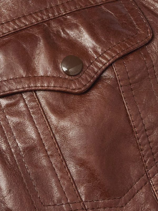Slim-Fit Textured-Leather Trucker Jacket - E1