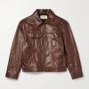 Slim-Fit Textured-Leather Trucker Jacket