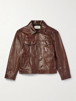 Slim-Fit Textured-Leather Trucker Jacket Slim-Fit Textured-Leather Trucker Jacket