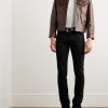 Slim-Fit Textured-Leather Trucker Jacket - OU