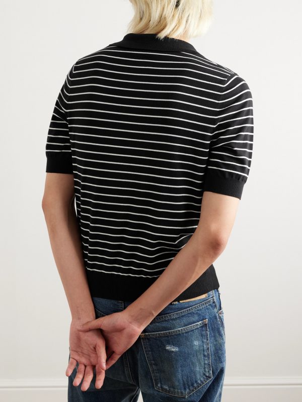 Slim-Fit Logo-Embroidered Striped Cotton Polo Shirt - BK