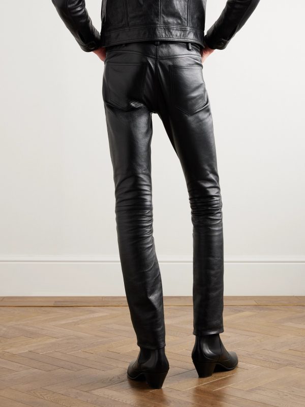 Lou Straight-Leg Panelled Leather Trousers - BK