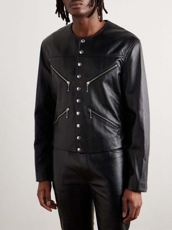 Embellished Leather Jacket - FR Embellished Leather Jacket - FR