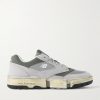 + MSFTSrep 0.01 Mesh-Trimmed Faux Suede and Leather Sneakers + MSFTSrep 0.01 Mesh-Trimmed Faux Suede and Leather Sneakers