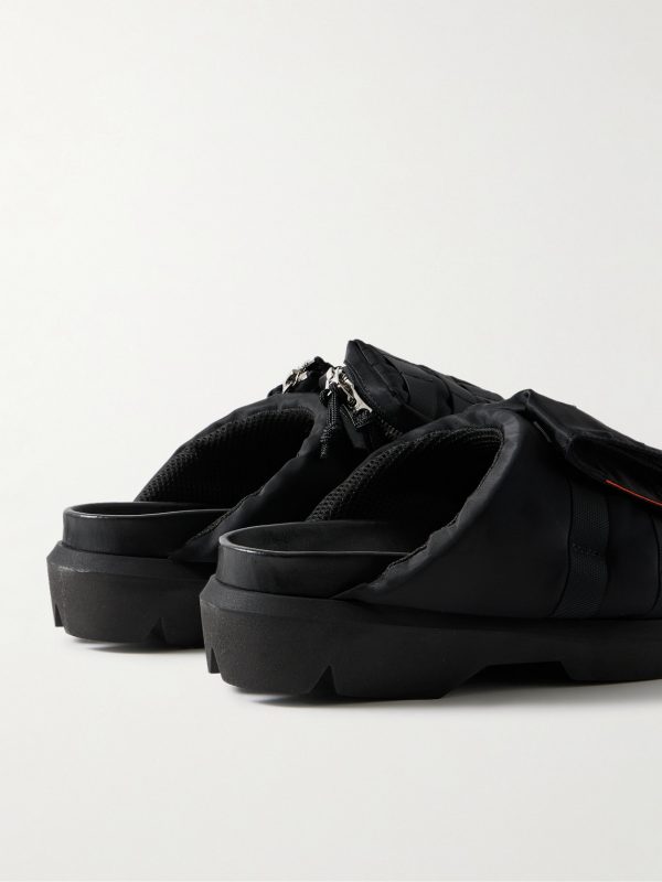 Webbing-Trimmed Shell Slides - BK Webbing-Trimmed Shell Slides - BK