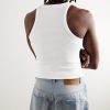 Logo-Embroidered Ribbed Stretch-Cotton Tank Top - BK Logo-Embroidered Ribbed Stretch-Cotton Tank Top - BK