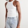 Logo-Embroidered Ribbed Stretch-Cotton Tank Top - FR Logo-Embroidered Ribbed Stretch-Cotton Tank Top - FR