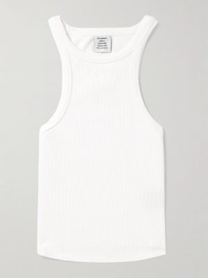Logo-Embroidered Ribbed Stretch-Cotton Tank Top Logo-Embroidered Ribbed Stretch-Cotton Tank Top
