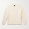 Carran Cable-Knit Wool Mock-Neck Sweater Carran Cable-Knit Wool Mock-Neck Sweater