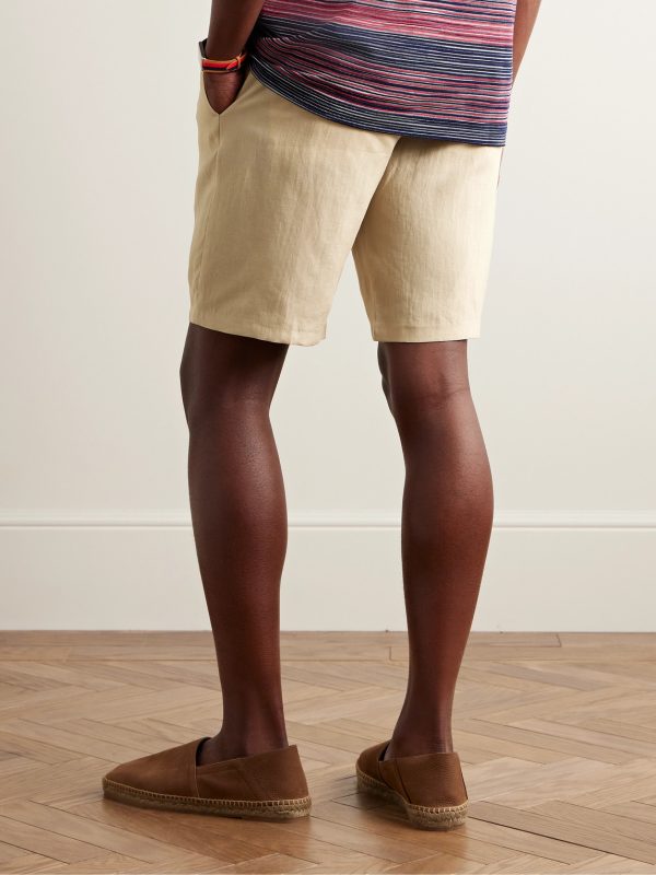 Straight-Leg Linen Shorts - BK Straight-Leg Linen Shorts - BK