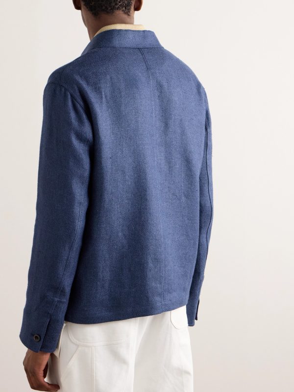 Burnham Herringbone Linen and Silk-Blend Overshirt - BK Burnham Herringbone Linen and Silk-Blend Overshirt - BK