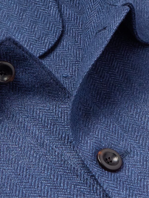 Burnham Herringbone Linen and Silk-Blend Overshirt - CU Burnham Herringbone Linen and Silk-Blend Overshirt - CU