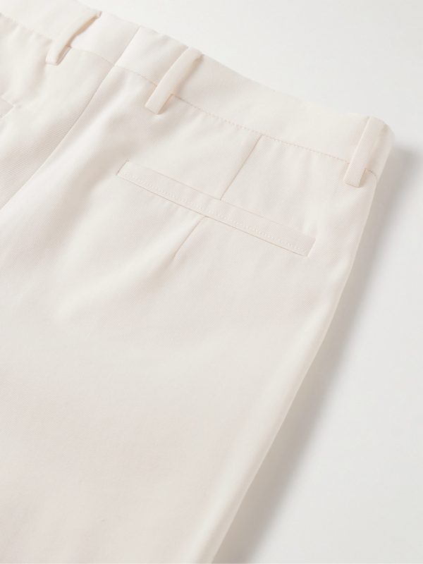 Slim-Fit Pleated Cotton and Wool-Blend Twill Trousers - CU