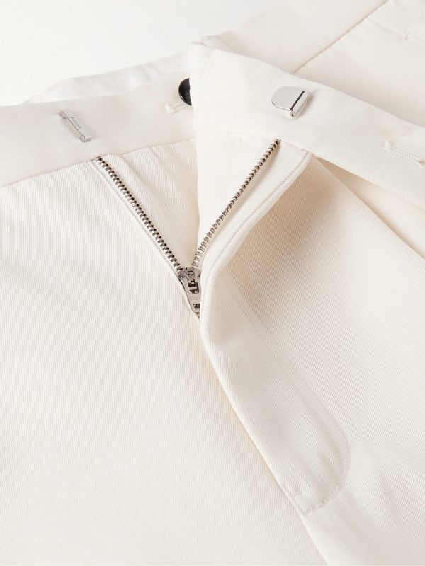 Slim-Fit Pleated Cotton and Wool-Blend Twill Trousers - E1