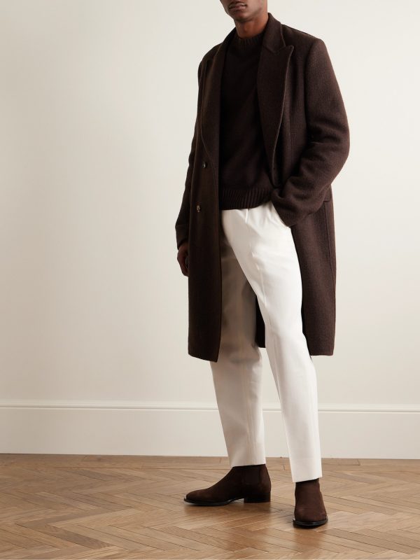 Slim-Fit Pleated Cotton and Wool-Blend Twill Trousers - OU