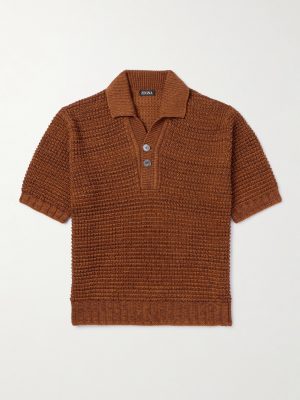 Open-Knit Cotton, Linen, Silk and Cashmere-Blend Polo Shirt Open-Knit Cotton, Linen, Silk and Cashmere-Blend Polo Shirt