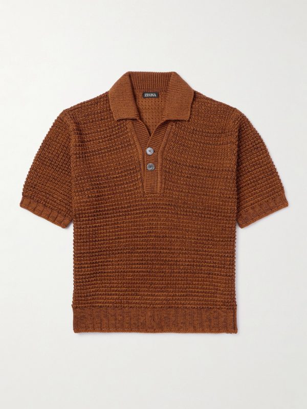 Open-Knit Cotton, Linen, Silk and Cashmere-Blend Polo Shirt Open-Knit Cotton, Linen, Silk and Cashmere-Blend Polo Shirt