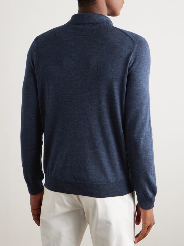 Silk, Cashmere and Linen-Blend Polo Shirt - BK