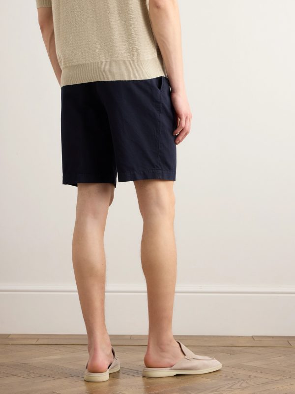 Straight-Leg Pleated Cotton and Linen-Blend Twill Shorts - BK Straight-Leg Pleated Cotton and Linen-Blend Twill Shorts - BK