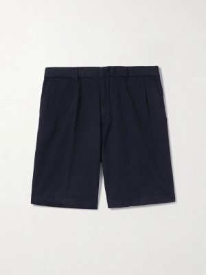 Straight-Leg Pleated Cotton and Linen-Blend Twill Shorts Straight-Leg Pleated Cotton and Linen-Blend Twill Shorts