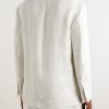 Mandarin-Collar Unstructrured Linen Blazer - BK Mandarin-Collar Unstructrured Linen Blazer - BK
