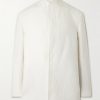 Mandarin-Collar Unstructrured Linen Blazer Mandarin-Collar Unstructrured Linen Blazer