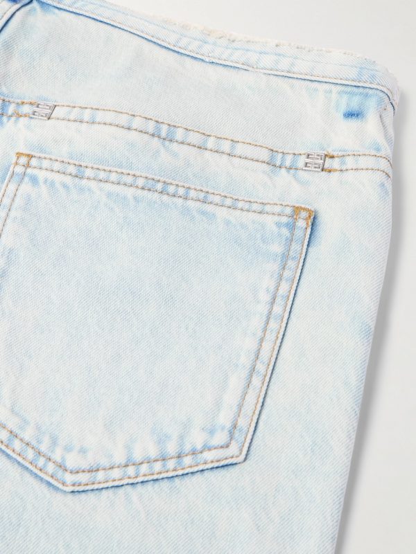 Straight-Leg Distressed Denim Bermuda Shorts - CU Straight-Leg Distressed Denim Bermuda Shorts - CU