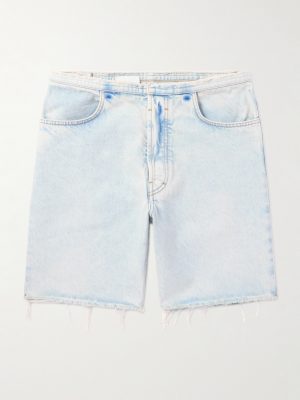 Straight-Leg Distressed Denim Bermuda Shorts Straight-Leg Distressed Denim Bermuda Shorts