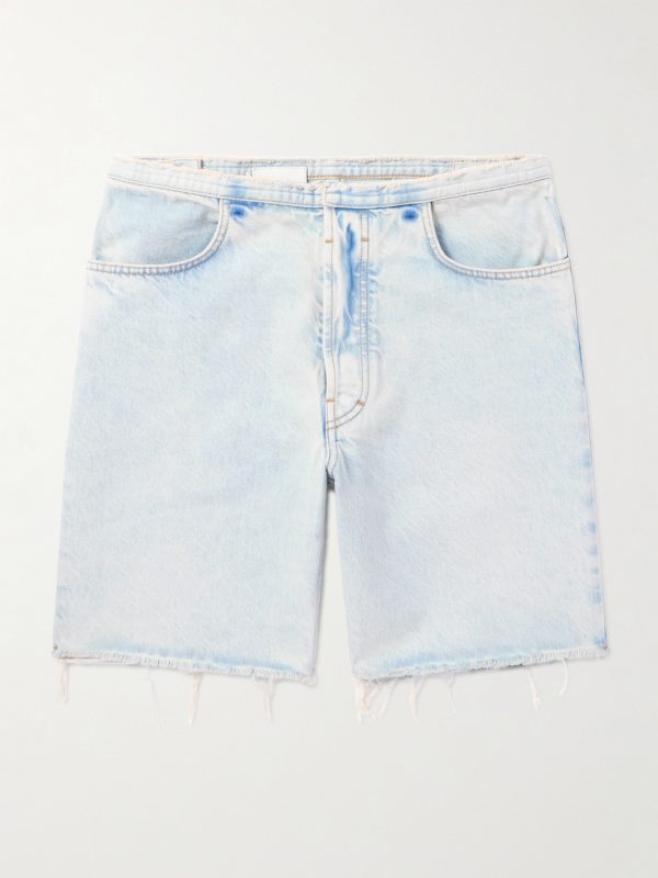 Straight-Leg Distressed Denim Bermuda Shorts Straight-Leg Distressed Denim Bermuda Shorts