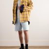Straight-Leg Distressed Denim Bermuda Shorts - OU Straight-Leg Distressed Denim Bermuda Shorts - OU