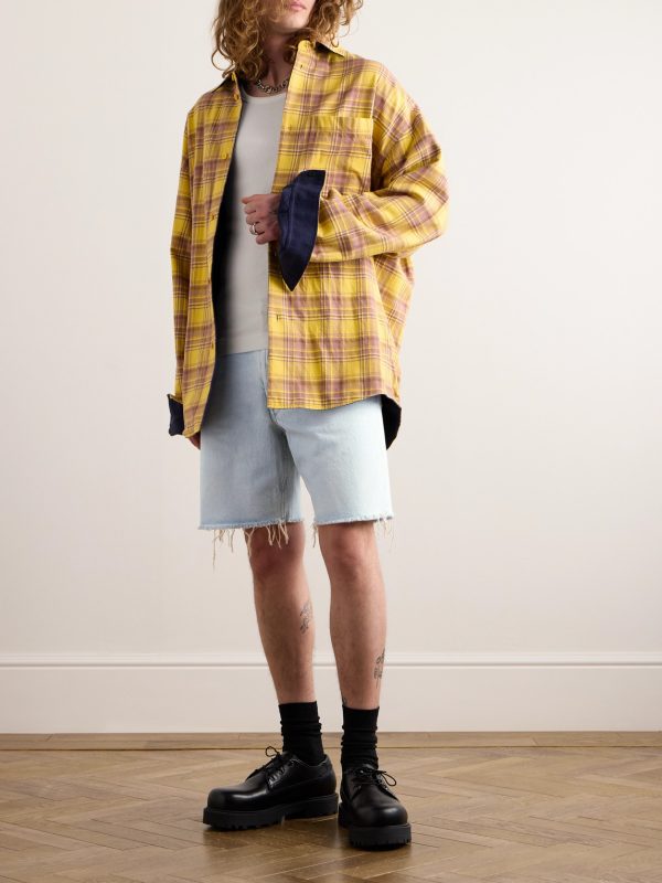 Straight-Leg Distressed Denim Bermuda Shorts - OU Straight-Leg Distressed Denim Bermuda Shorts - OU