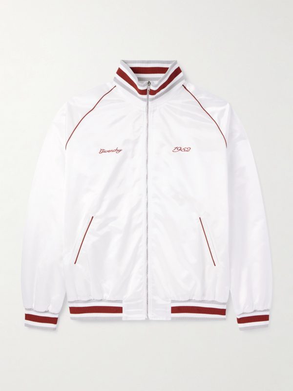 Logo-Embroidered Satin-Twill Track Jacket