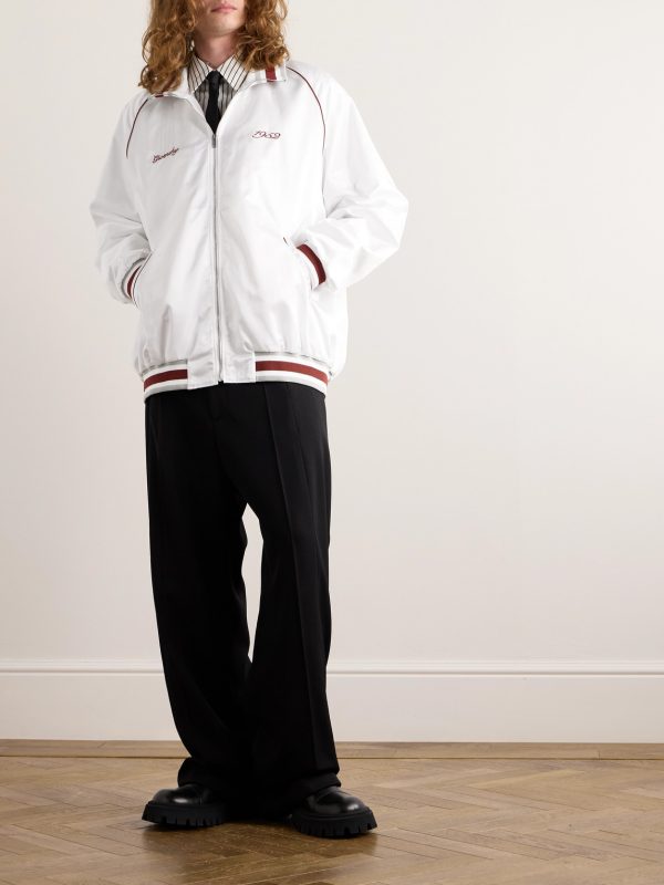 Logo-Embroidered Satin-Twill Track Jacket - OU