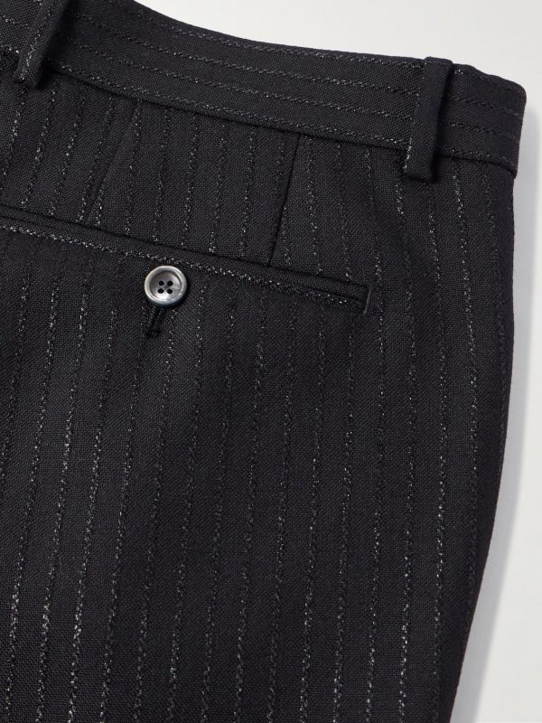 Slim-Fit Straight-Leg Striped Metallic Woven Tuxedo Trousers - CU