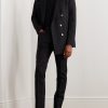 Slim-Fit Straight-Leg Striped Metallic Woven Tuxedo Trousers - OU