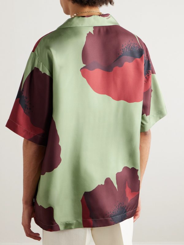 Camp-Collar Floral-Print Silk-Twill Shirt - BK Camp-Collar Floral-Print Silk-Twill Shirt - BK