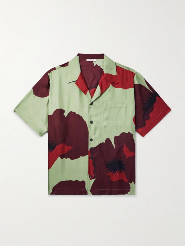 Camp-Collar Floral-Print Silk-Twill Shirt Camp-Collar Floral-Print Silk-Twill Shirt