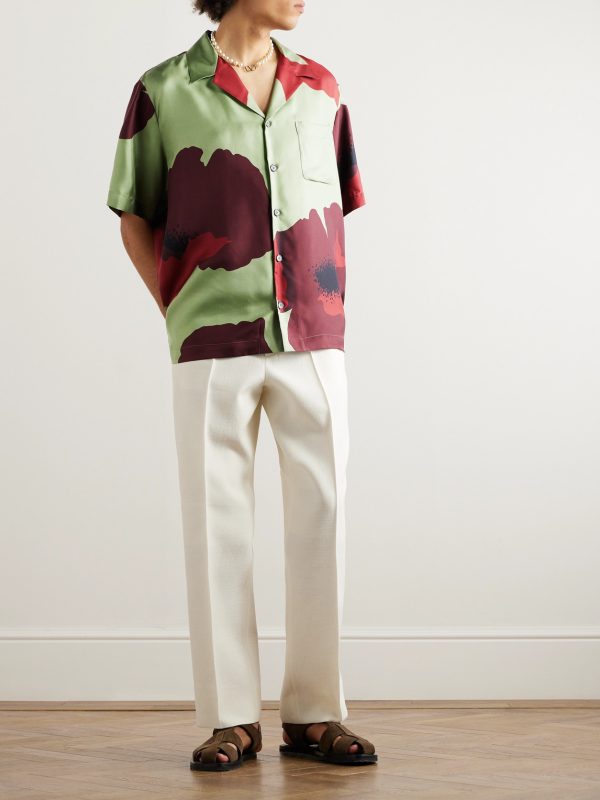 Camp-Collar Floral-Print Silk-Twill Shirt - OU Camp-Collar Floral-Print Silk-Twill Shirt - OU