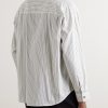 Grandad-Collar Striped Cotton-Blend Shirt - BK Grandad-Collar Striped Cotton-Blend Shirt - BK