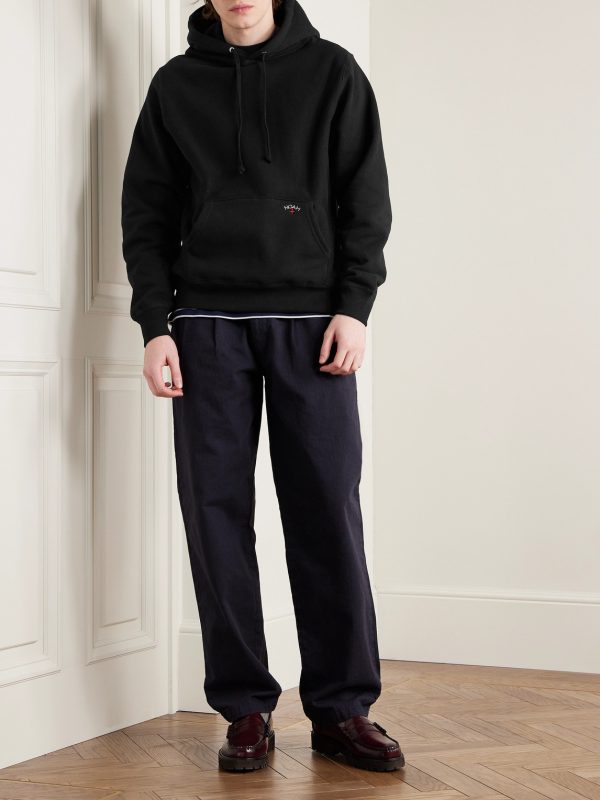 Logo-Embroidered Cotton-Jersey Hoodie - OU
